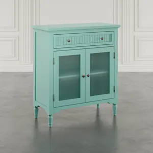 Westport 32" Glass Door Accent Cabinet a€“ Cottage Transitional Storage With Adjustable Shelves