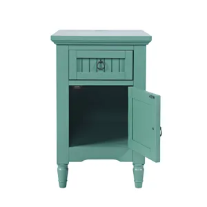 Westport Modern Farmhouse USB Charging Storage Cabinet Chairside End Table