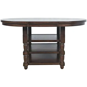 Winchester Classic Farmhouse 66-Inch Round Adjustable Height Adjustable-Height Extension Dining Table With Storage