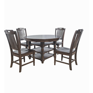 Winchester Classic Farmhouse 5-Piece Round Dining Set With Extension Table
