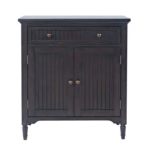 Bridgton 32\" Slat Panel Door Accent Cabinet Farmhouse Transitional Storage With Adjustable Shelves