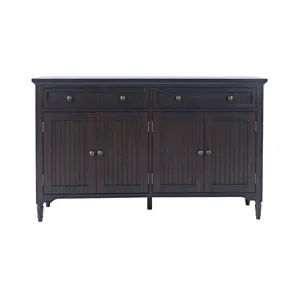 Bridgton 58\" Slat Panel Door Sideboard Cabinet Farmhouse Transitional Storage With Adjustable Shelv