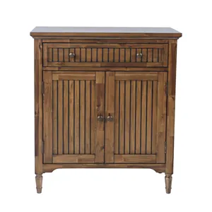 Bridgton 32\" Slat Panel Door Accent Cabinet Farmhouse Transitional Storage With Adjustable Shelves