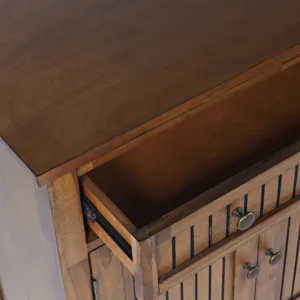 Bridgton 58\" Slat Panel Door Sideboard Cabinet Farmhouse Transitional Storage With Adjustable Shelv