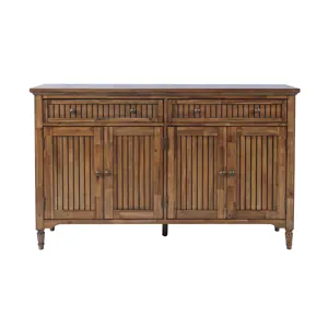 Bridgton 58\" Slat Panel Door Sideboard Cabinet Farmhouse Transitional Storage With Adjustable Shelv