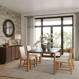 Sierrafina 5-Piece Modern Rustic 66-Inch Sintered Stone Dining Set With Upholstered Chairs