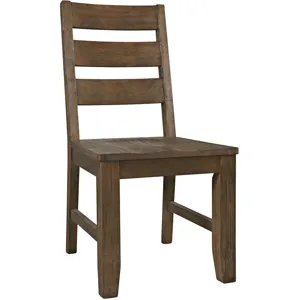 Sierrafina 5-Piece Modern Rustic 87-Inch Trestle Sintered Stone Dining Set With Ladderback Chairs