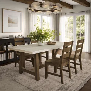 Sierrafina Modern Rustic 87-Inch Sintered Stone Trestle Dining Table