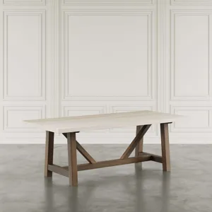 Sierrafina Modern Rustic 87-Inch Sintered Stone Trestle Dining Table
