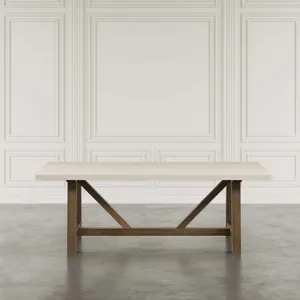 Sierrafina Modern Rustic 87-Inch Sintered Stone Trestle Dining Table