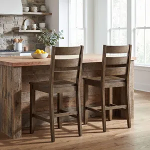 Sierrafina Modern Rustic Rung-Back Counter Barstools Set Of 2