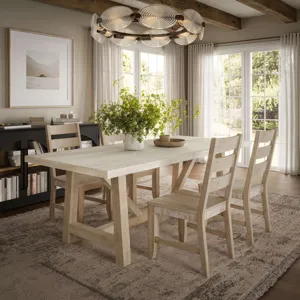 Sierrafina Modern Rustic 87-Inch Sintered Stone Trestle Dining Table