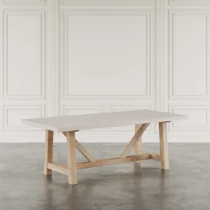 Sierrafina Modern Rustic 87-Inch Sintered Stone Trestle Dining Table