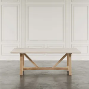 Sierrafina Modern Rustic 87-Inch Sintered Stone Trestle Dining Table