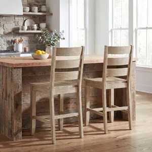 Sierrafina Modern Rustic Rung-Back Counter Barstools Set Of 2