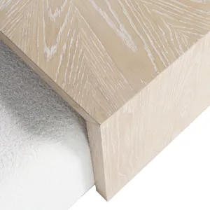 Hudson 48\" Modern Luxury Ivory Boucle Upholstered Sliding Ottoman With Caster Wheels And Coffee Tab