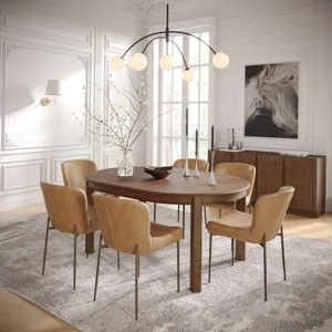 Carsons Modern Transitional 65 Inch Round To Oval Extension Dining Table