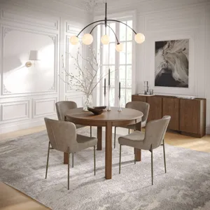 Carsons Modern Transitional 5-Piece Round Dining Set With Easley Chairs