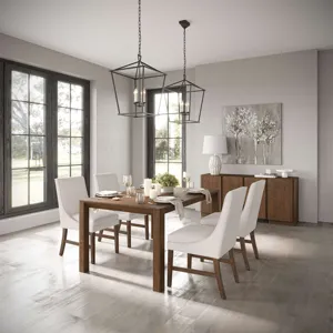 Carsons Modern Transitional 5-Piece Dining Set With High-Back Upholstered Chairs