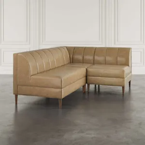 Ruston Modern Banquette Faux Leather Sectional With Four Seats And Corner Wedge
