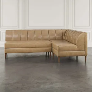 Ruston Modern Banquette Faux Leather Sectional With Four Seats And Corner Wedge