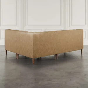Ruston Modern Banquette Faux Leather Sectional With Five Seats And Corner Wedge