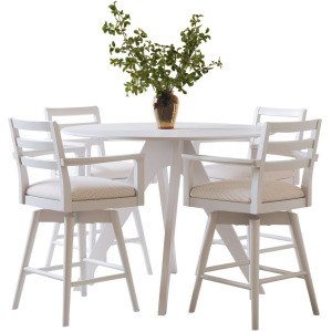 Axis Mid-Century Modern 5-Piece Round Counter Height Ladderback Swivel Dining Set