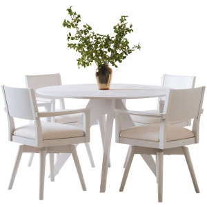 Axis Mid-Century Modern 5-Piece Round Panel Swivel Dining Set