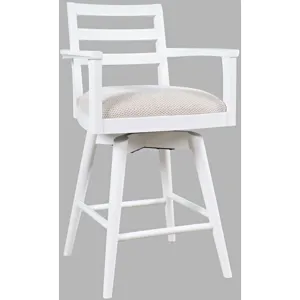 Axis Mid-Century Modern Upholstered Ladderback Swivel Barstools Set Of 2