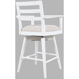 Axis Mid-Century Modern Upholstered Ladderback Swivel Barstools Set Of 2