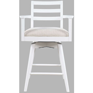 Axis Mid-Century Modern Upholstered Ladderback Swivel Barstools Set Of 2