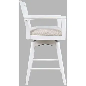 Axis Mid-Century Modern Upholstered Ladderback Swivel Barstools Set Of 2