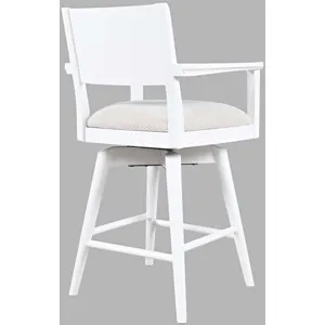 Axis Mid-Century Modern Upholstered Swivel Panel Barstools Set Of 2