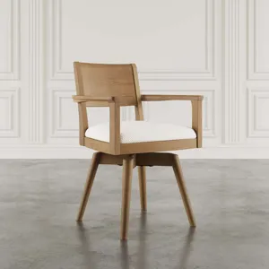 Axis Mid-Century Modern Upholstered Swivel Panel Dining Chairs Set Of 2