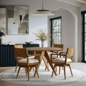 Axis Mid-Century Modern Upholstered Swivel Panel Dining Chairs Set Of 2