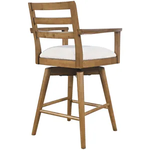 Axis Mid-Century Modern Upholstered Ladderback Swivel Barstools Set Of 2