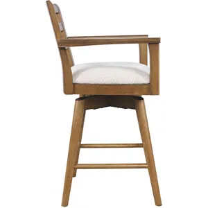 Axis Mid-Century Modern Upholstered Ladderback Swivel Barstools Set Of 2
