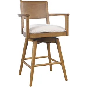 Axis Mid-Century Modern Upholstered Swivel Panel Barstools Set Of 2