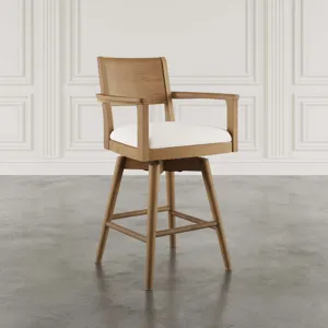 Axis Mid-Century Modern Upholstered Swivel Panel Barstools Set Of 2