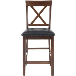 Olsen Oak Casual X-Back Stool with Faux Leather Seat Cushion