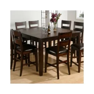Dark Rustic Prairie Counter Height Butterfly Leaf Dining Table with Hand Hewn Corners Burnished Edge