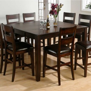 Dark Rustic Prairie Counter Height Butterfly Leaf Dining Table with Hand Hewn Corners Burnished Edge