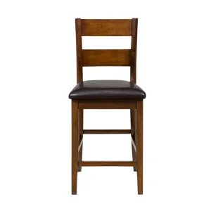 Rustic Brown Counter Height Table And Four Faux Leather Stools Warm Brown