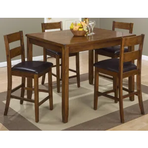 Rustic Brown Counter Height Table And Four Faux Leather Stools Warm Brown