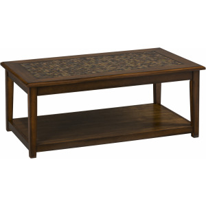 Baroque Brown Mosaic Tile Inlay Cocktail Table with Hidden Casters