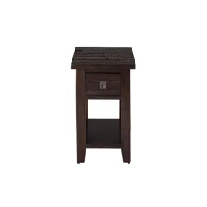 Kona Grove Distressed Rustic Solid Acacia Chairside End Table With Shelf