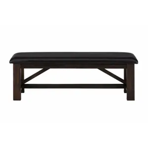 Kona Grove Distressed Rustic Solid Wood 54\" Upholstered Trestle Dining Bench