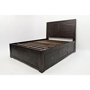 Kona Grove Distressed Rustic Solid Acacia Storage Bed - King