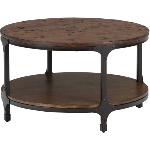 Urban Nature Round Cocktail Table with Steel and Pine Construction