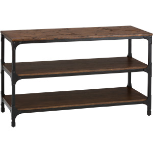 Urban Nature Sofa Table with Steel and Pine Construction